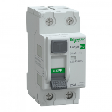EZ9R39225 Kaçak Akım Koruma Rölesi, Easy9 Pro, AC Tipi, 30mA, 2-Kutup, 25A.