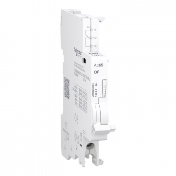 A9N26904 Yardımcı kontak, Acti9 A9N, OF, 1 C/O, 100mA ila 6A, 24VAC ila 415VAC, 24VDC ila 130VDC, alt bağlantı.