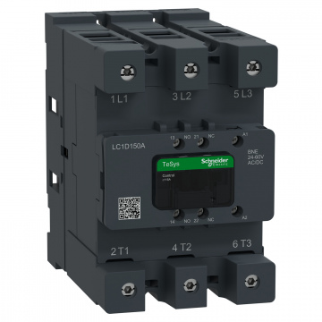 LC1D150ABNE Kontaktör, TeSys Deca Advanced, 3P(3NO), AC-3/AC-3e, <=440V, 150A, 24-60V AC/DC bobin, konektör