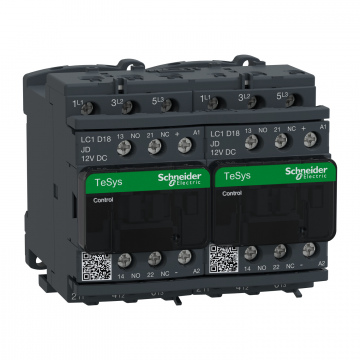 LC2D18JD TeSys D dönüşlü kontaktör - 3P(3 NA) - AC-3 - <= 440 V 18 A - 12 V DC bobin