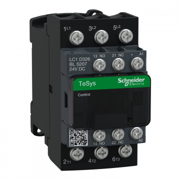 LC1D326BLS207 TeSys Deca kontaktör S207,3P(3NO),AC-3/AC-3e 32A <=440V,bobin 24V DC düşük