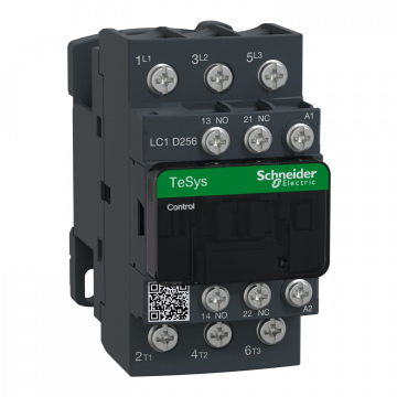 LC1D256L7 Kontaktör, TeSys Deca, 3P(3NO), AC-3/AC-3e, <=440V, 25A, 200V AC 50/60Hz bobin, pabuç-halka terminalleri
