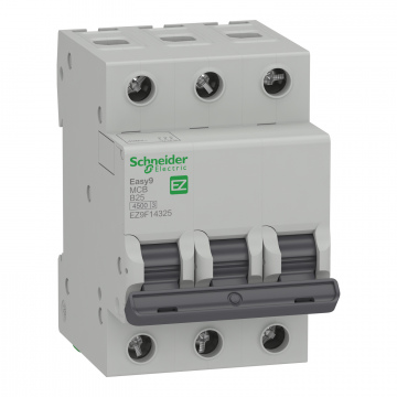 EZ9F14325 Otomatik Sigorta, Easy9, 4,5kA, B-Eğrisi, 3-Kutup, 25A