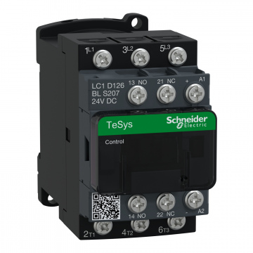 LC1D126BLS207 TeSys Deca kontaktör S207,3P(3NO),AC-3/AC-3e 12A <=440V,bobin 24V DC düşük