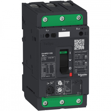 GV4PE115S TeSys GV4 Motor Koruma Şalteri, 3 Kutuplu, 115 A, Icu 100 kA, Termik Manyetik, Everlink Bağlantısı