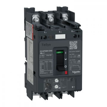 GV4PEM12N6 Motor circuit breaker, TeSys GV4, 3P, 12.5A, Icu 50kA, thermal magnetic multifunction, lugs terminals