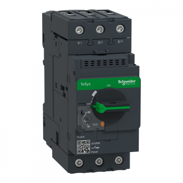 GV3P80 Motor devre kesici, TeSys Deca, 3P, 70-80 A, termik manyetik, EverLink terminalleri.