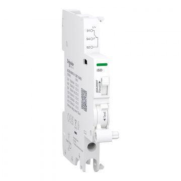 A9A26907 Yardımcı kontak, Acti9 A9A, iSD, 1 C/O, 100mA ila 6A, 24VAC ila 415VAC, 24VDC ila 130VDC, alt bağlantı