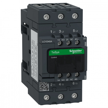 LC1D40ABBE TeSys Deca Kontaktör,3P(3NO),AC-3/AC-3e/<=440V 40A,24V DC Bobinli,EverLink Bağlantılı