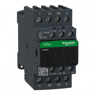 LC1D258ED TeSys D kontaktör - 4P(2 NA + 2 NK) - AC-1 - <= 440 V 40 A - 48 V DC bobin