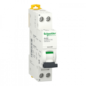 A9P54616 Minyatür devre kesici (MDK), Acti9 iC40N, 1P+N, 16A, C eğrisi, 6000A (IEC/EN 60898-1), 10kA (IEC/EN 60947-2)